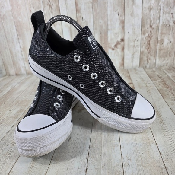 Converse Black and White Women's Sneakers - Picture 6 of 8